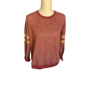 Renvy Womens Striped Crew Neck Sweatshirt Long Sleeve Lightweight Size S Brown